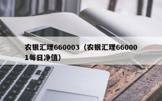 农银汇理660003（农银汇理660001每日净值）