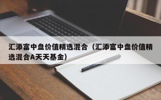 汇添富中盘价值精选混合（汇添富中盘价值精选混合A天天基金）