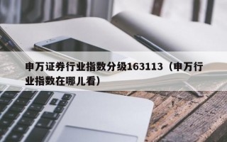 申万证券行业指数分级163113（申万行业指数在哪儿看）