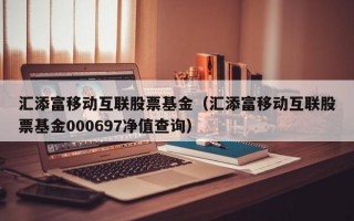 汇添富移动互联股票基金（汇添富移动互联股票基金000697净值查询）