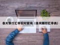 各大银行汇率实时查询（各大银行汇率表）