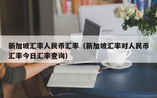 新加坡汇率人民币汇率（新加坡汇率对人民币汇率今日汇率查询）