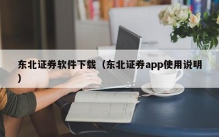 东北证券软件下载（东北证券app使用说明）