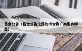 基金公告（基金公告披露的持仓资产类型有哪些）