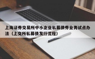 上海证券交易所中小企业私募债券业务试点办法（上交所私募债发行流程）