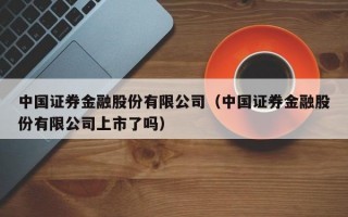 中国证券金融股份有限公司（中国证券金融股份有限公司上市了吗）